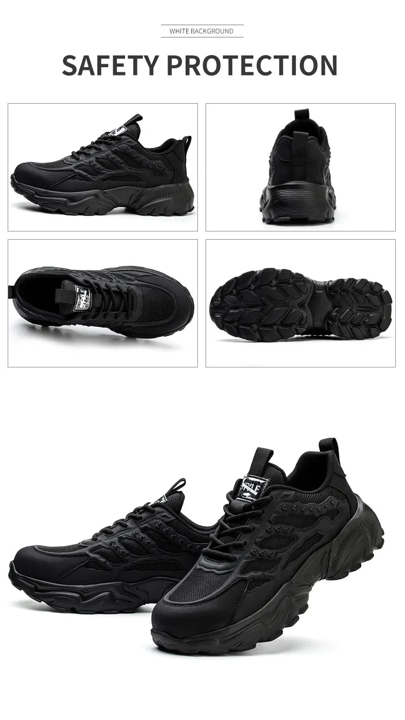 Work Safety Shoes For Men Lightweight Protective Work Sneakers Lightweight Men Shoes Breathable Shoes Anti-Puncture Work Shoe