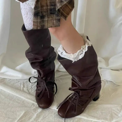 Designer Knee High Women Boots Chunky Fashion High Heels Shoes 2025 Winter New Gladiator Woman Goth Chelsea Long Botas Mujer