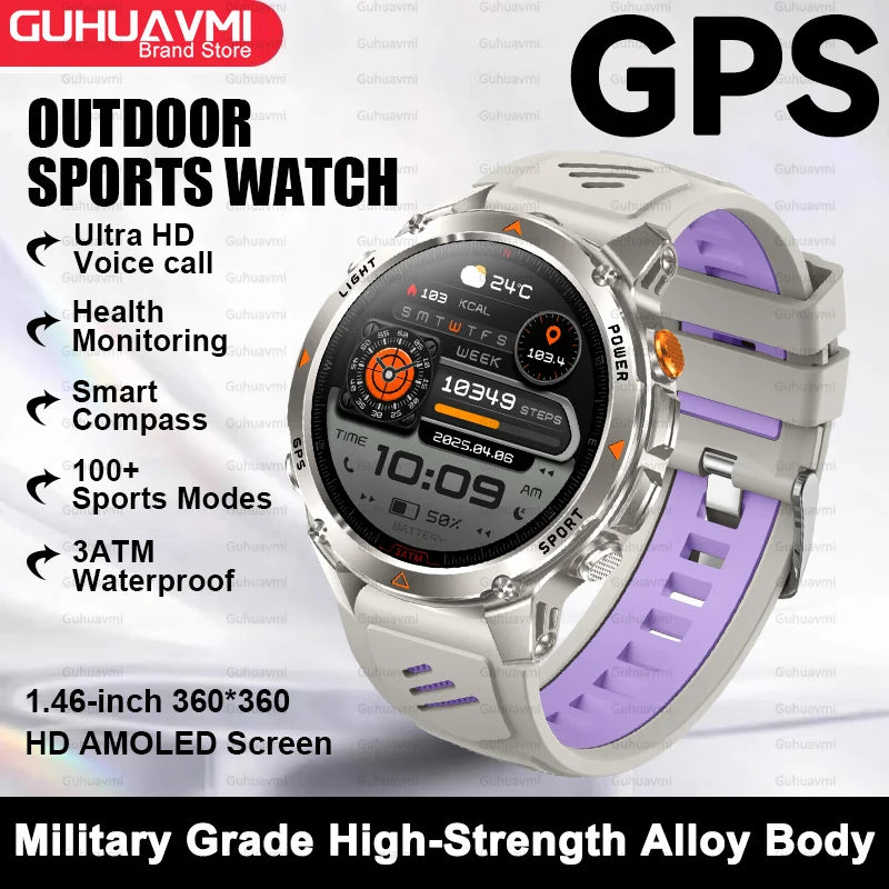 2025New Smart Watch For Men 1.46'' 360*360 HD AMOLED Color Display Voice Call Compass LED Sports Fitness Waterproof Watch Ladies