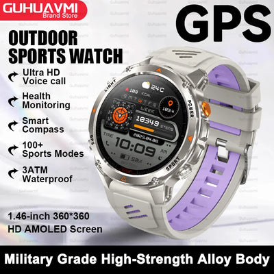 2025New Smart Watch For Men 1.46'' 360*360 HD AMOLED Color Display Voice Call Compass LED Sports Fitness Waterproof Watch Ladies