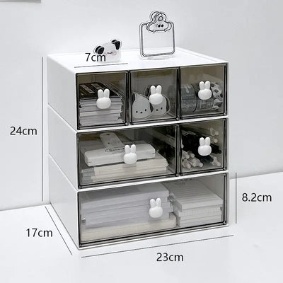 Desk Organizer 3 Layers Desktop Storage with Drawer Organizer Large Capacity Drawer Hairpin Makeup Cosmetics Jewelry Storage Box