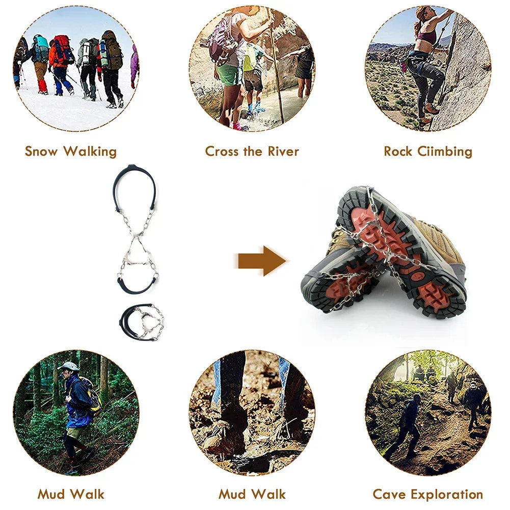 6 Teeth Climbing Crampons Anti-Slip Mountaineering Cleats Unisex Snow Claw Shoe Covers Walking Hiking Accessories