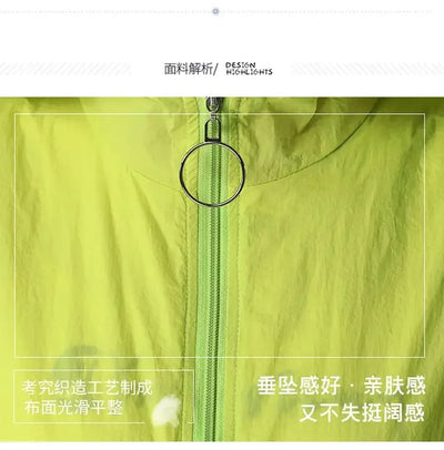 2025 New Fashion Summer Sun Protection Clothing Women Hooded Short Breathable Loose Print Thin Casual Sun Jackets Female Coats