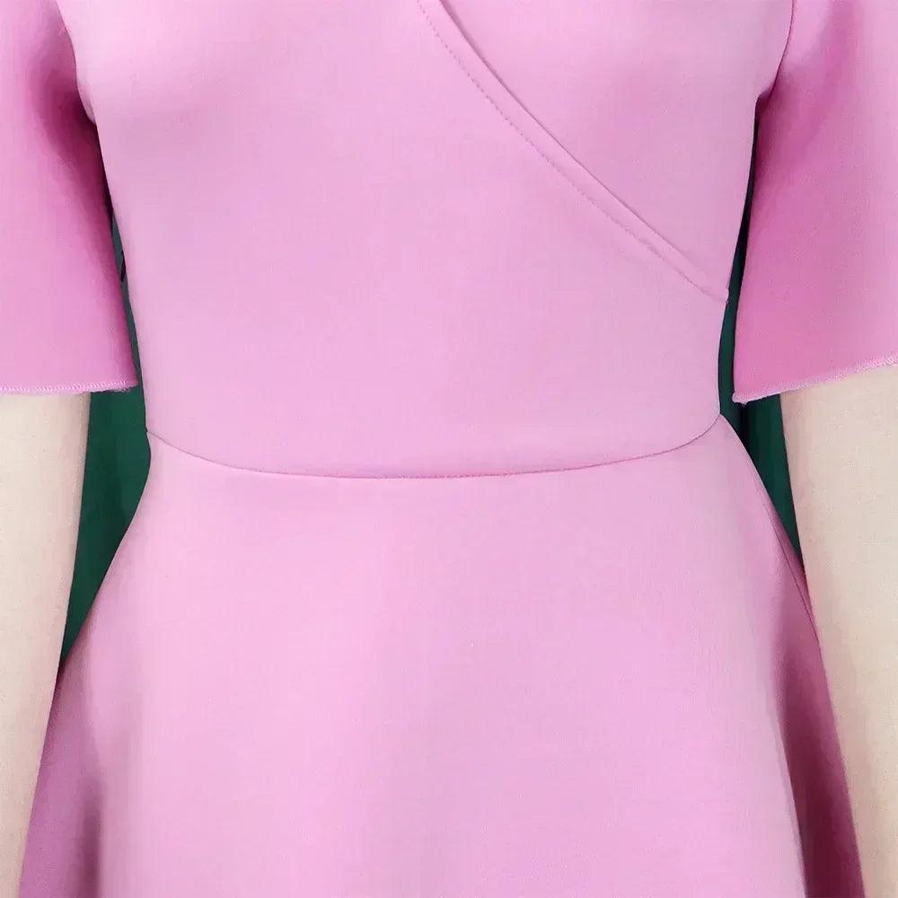 Elegant party dresses for women v neck ruffles sleeve high waisted pleated mid calf luxury birthday dinner vestidos