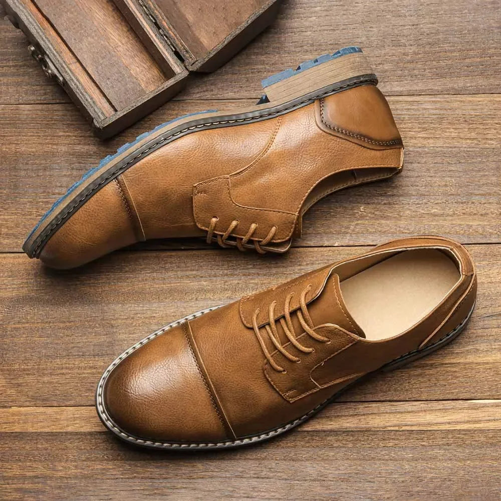 Men's Formal Shoes British Retro Brogue Shoes Mens Casual Business Leather Oxfords Men Office Dress Shoe Flats