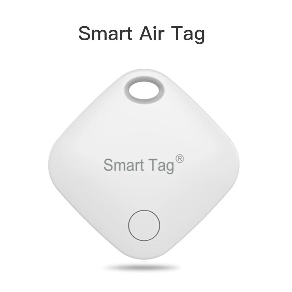 White square Smart iTag tracker with rounded corners and brand name