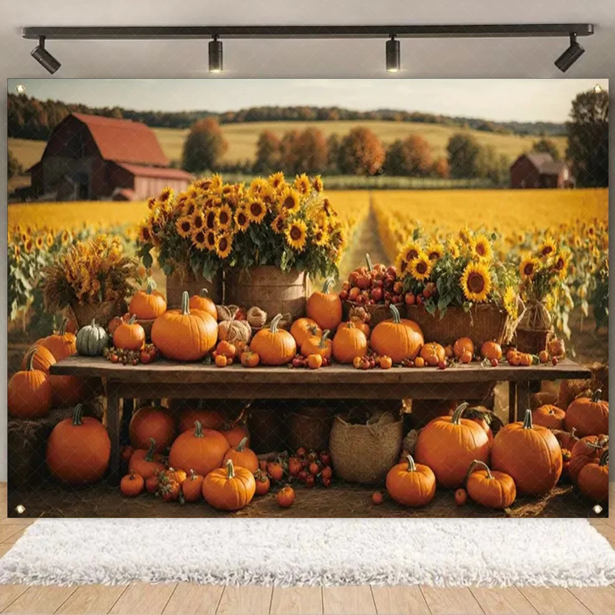Autumn Harves Happy Thanksgiving Background Pumpkin Turkey Orange Backdrop Banner Party Decorations Supplies Family Party Gifts