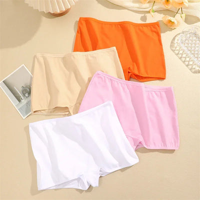 4PCS Women's Panties Cotton Seamless Sports Boxers Underwear Female Solid Color Briefs Cozy Lingerie Intimate Underpants XS-XL