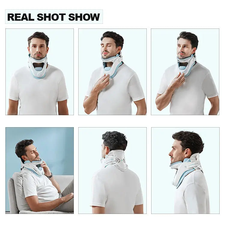 Cervical Neck Traction Device Neck Brace for Men and Women, Adjustable Neck Stretcher with 6 Power Tractions for Neck Pain Decom