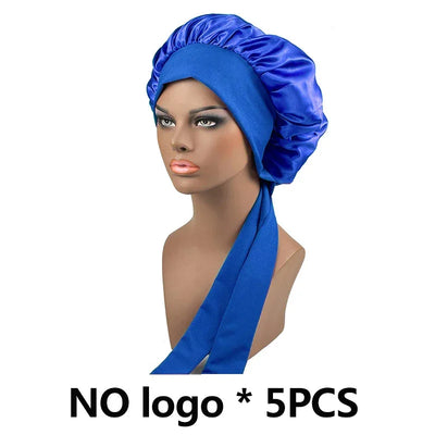 Silk Bonnet For Women Large Sleeping Cap For Hair Care Soft Satin Bonnets With Wrap Tie No Frizz No Fly Aways Hair Bonnets LOGO