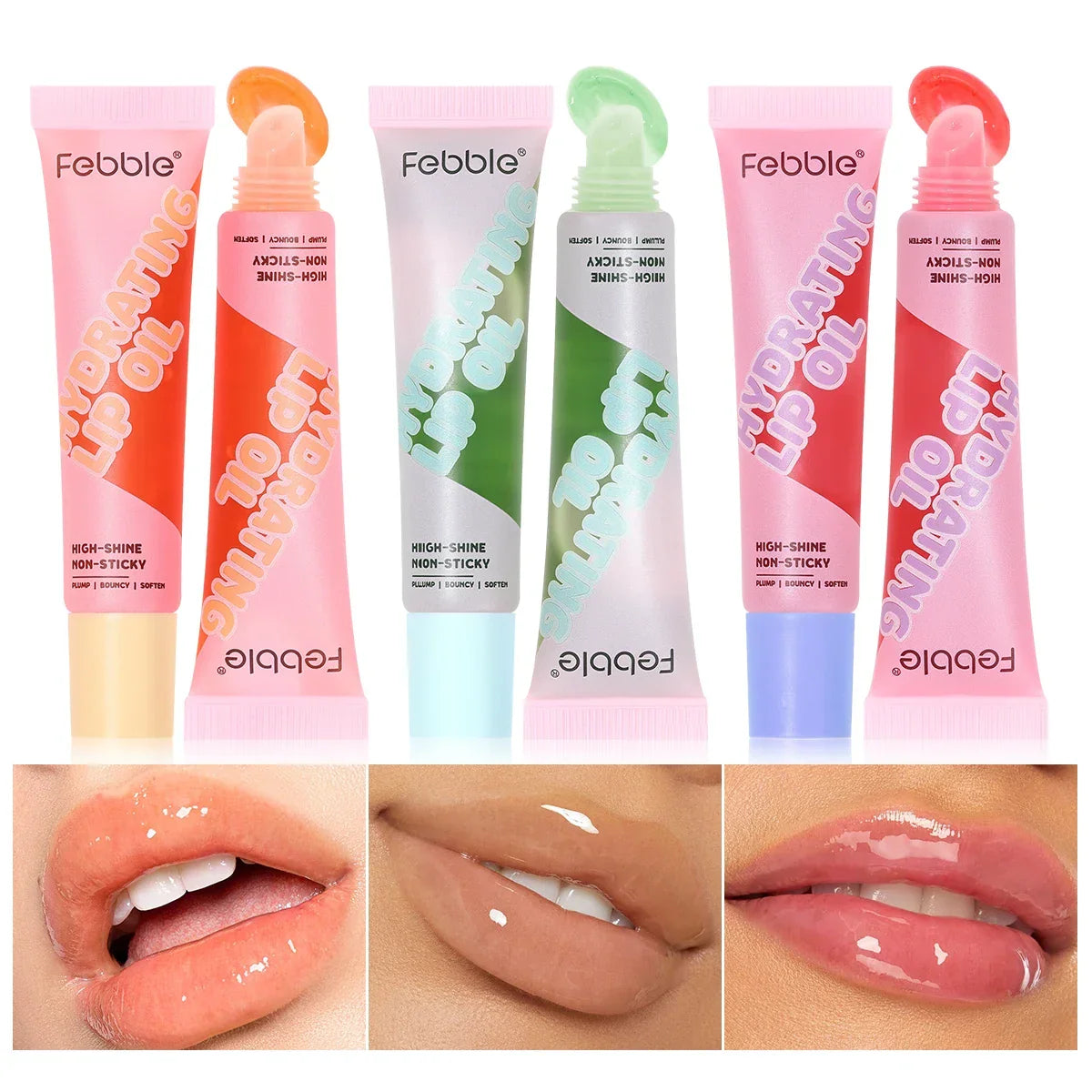 Febble 3 Color Hydrating Lip Oil Moisturizing Plump Lip Balm Fade Lip Line Lip Mask For Autumn And Winter Lip Care Tools