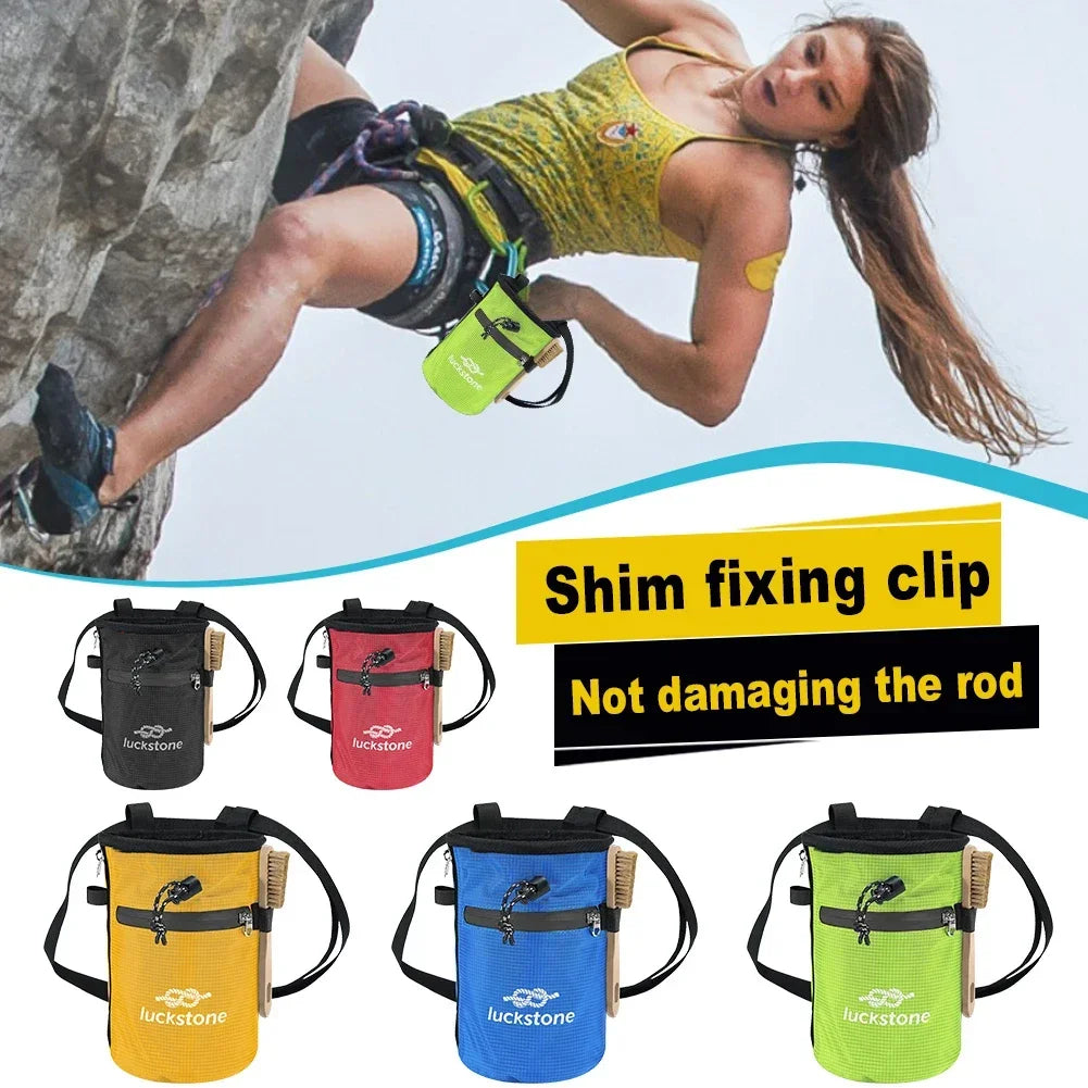 Waterproof Chalk Bag Bucket with Chalk Brush Climbing Magnesium Powder Bag for Weight Lifting Outdoor Climbing Equipment