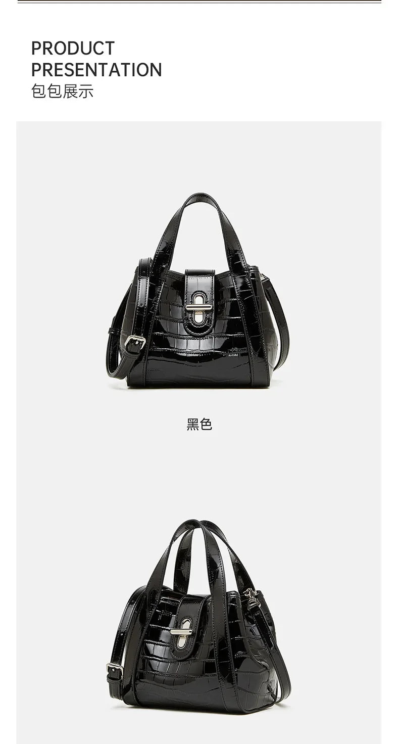 New 2025 Women Split Leather Tote Bag Designer Bucket Bags Handbag Female Shoulder Composite Bag Crossbody Shopping Bag