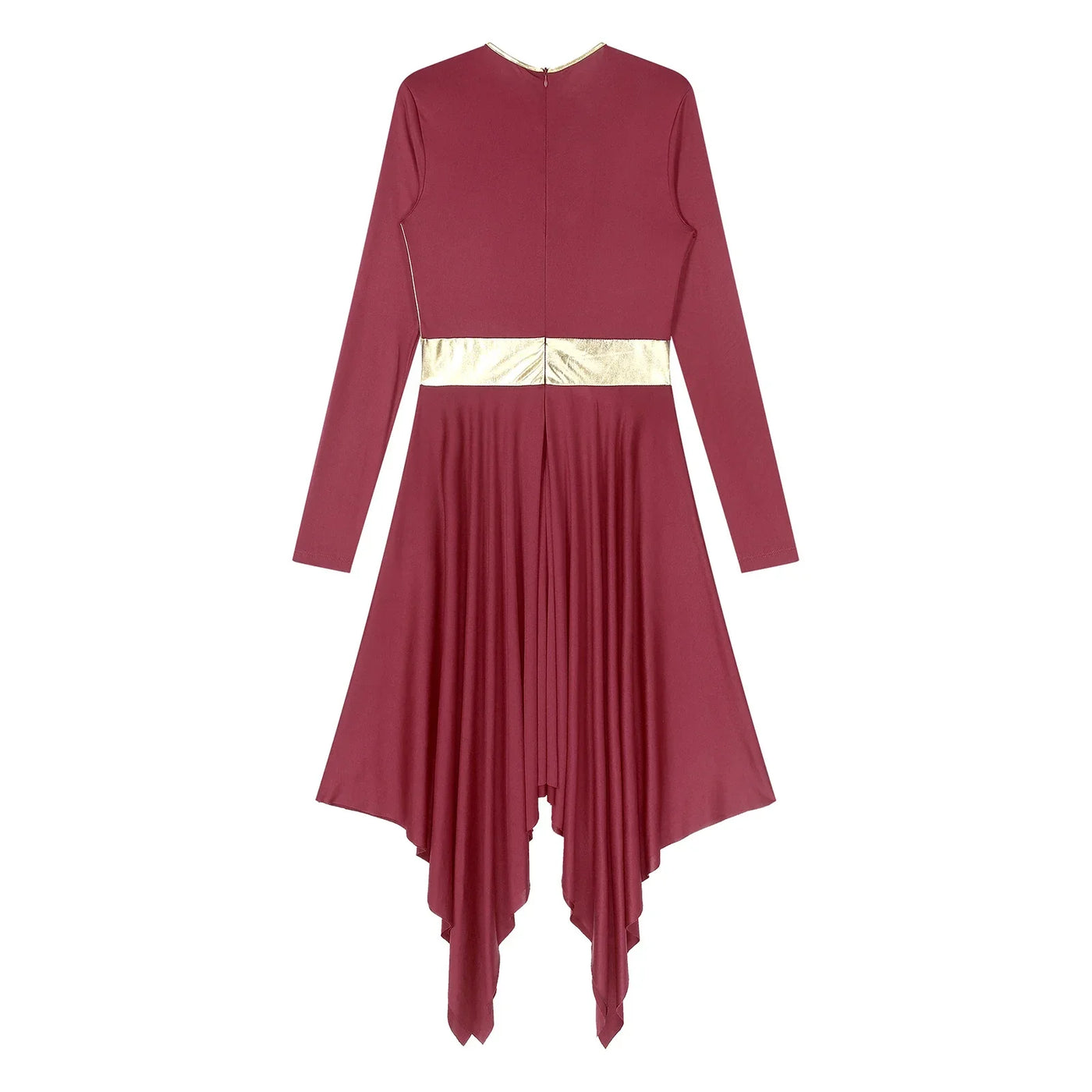 Women Church Choir Worship Liturgical Dress Modern Lyrical Dance Waltz Stage Performance Costume Long Sleeve Metallic Shiny Gown