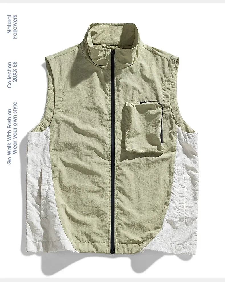 Men's vest for spring and summer new outerwear for camping hiking outdoor charging fashionable trend simple and high-end vest