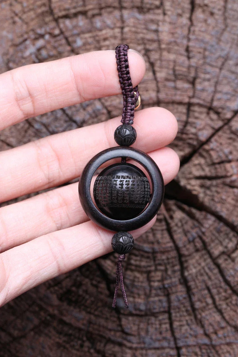 Handmade Original Tibetan Buddhism Ebony Keychain Handmade Retro Wooden Keychain