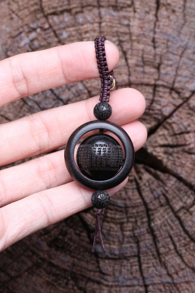 Handmade Original Tibetan Buddhism Ebony Keychain Handmade Retro Wooden Keychain