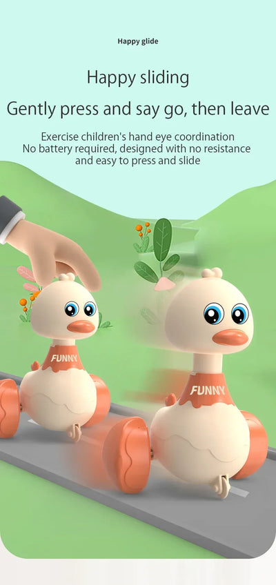 Baby Toy Swing Duck Toy Cartoon Press Vehicles Glide Animal Inertia Pull Back Cars Early Education Toys for Toddlers Boys Girls