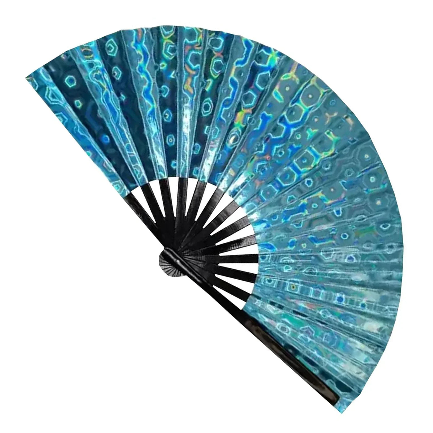Holographic Hand Fan Raves Fans for Men Women Foldable Craft Holding Lasers Colors Hand Fan for Holiday Party