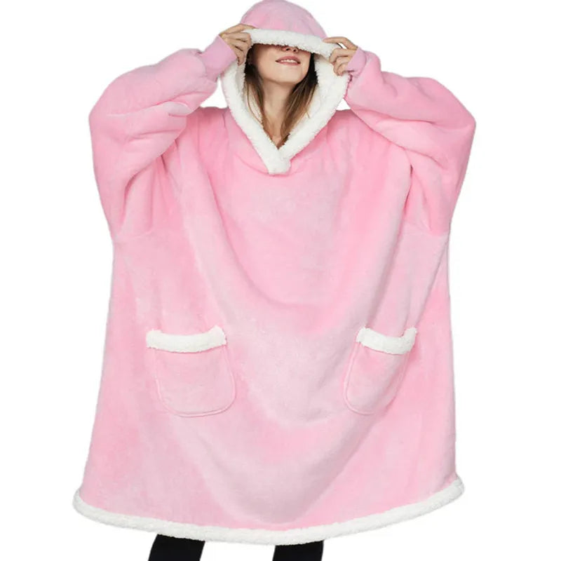 Flannel Lazy TV Blanket with Sleeves,Winter Women Men Adult Wrap Fleece Sofa Blanket ,Home Wearable Blanket Drop Shippping Blue