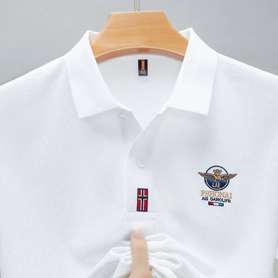 Short Sleeved Polo Shirt for Men in Summer 2025, New Business Casual Wrinkle Resistant Half Sleeved Lapel T-shirt, Loose and Iro