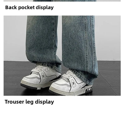Men's denim pants American retro straight leg jeans loose and breathable suitable for daily casual street men's essential items