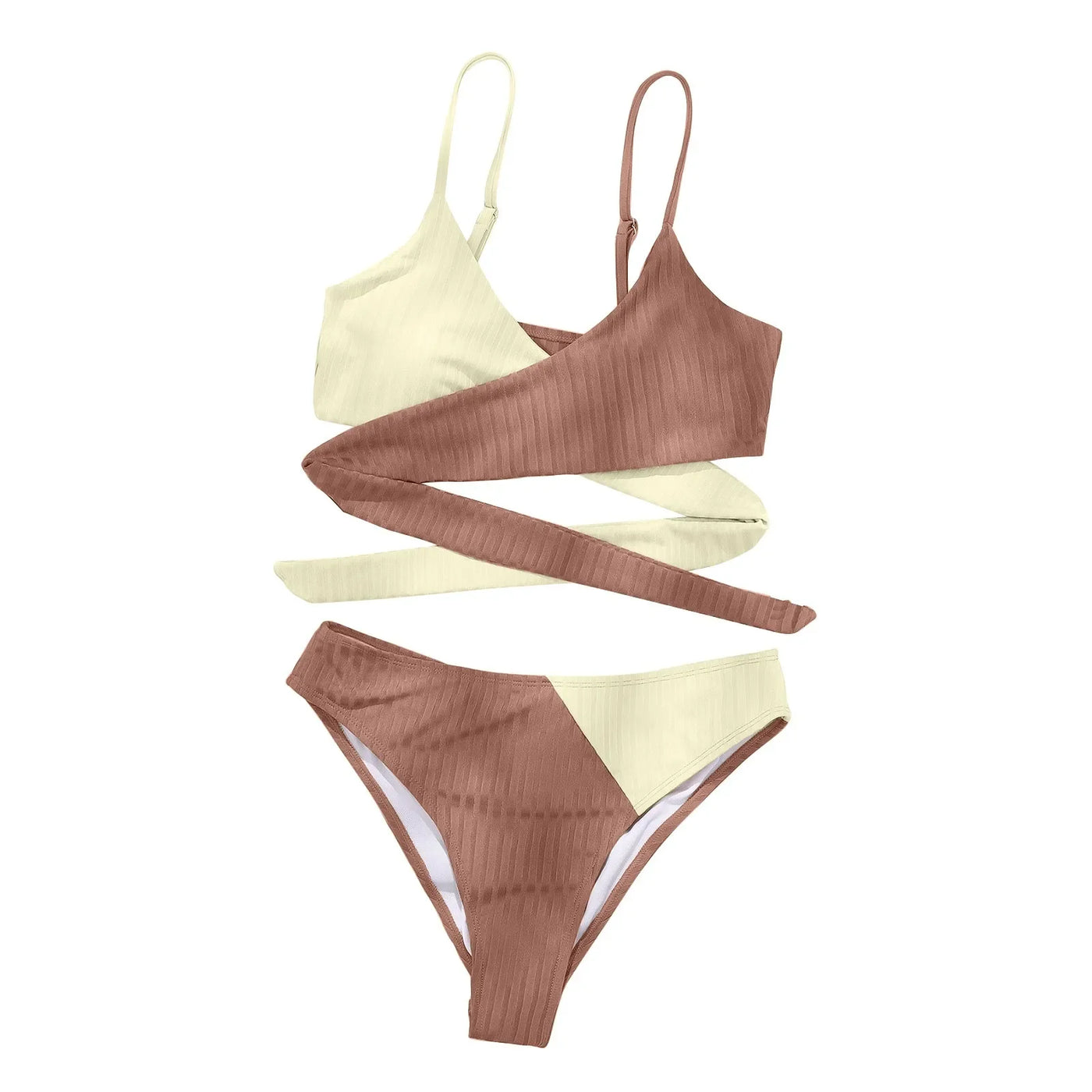 Summer Ladies Sexy High Waist Print Two Piece Bikini Sets Biquini Women Swimsuit Clothing Set Color Block Mujer Swimwear Suits