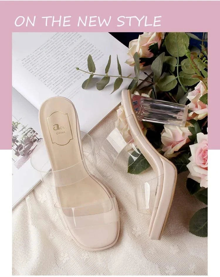 Women's Thick Crystal High Heels, Summer | Waterproof | Not Tired Feet | Slippers, Sandals, Women's Shoes