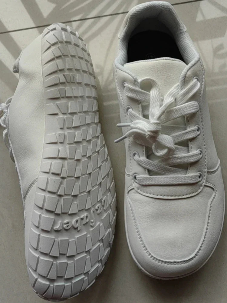 ZZFABER Leather Barefoot Shoes Soft Minimalist Sneakers for Women Men Casual Shoes Unisex Sneakers