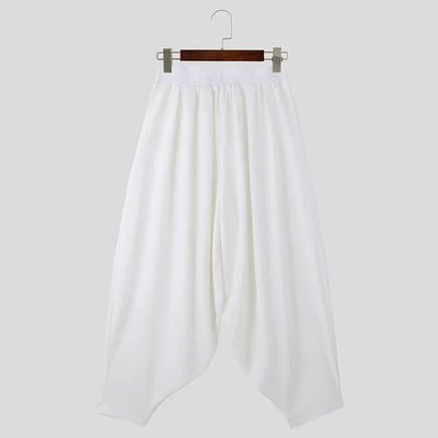 2024 Men Wide Leg Pants Solid Color Elastic Waist Loose Casual Trousers Men Oversize Streetwear Fashion Long Pants S-5XL INCERUN