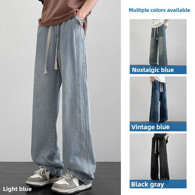 Men's denim pants American retro straight leg jeans loose and breathable suitable for daily casual street men's essential items