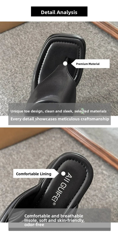 Women's Summer Outdoor Platform Sandals Flip Flops High Heel Thi Bot Clog oes Heightening Slippers Korean Sle PU Mat...