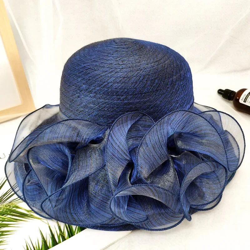 Summer hats for women Organza flower mesh sunshade hat vacation beach hat wide brimmed sun hat Sun protection sombreros de mujer