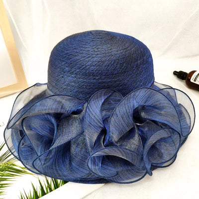 Summer hats for women Organza flower mesh sunshade hat vacation beach hat wide brimmed sun hat Sun protection sombreros de mujer