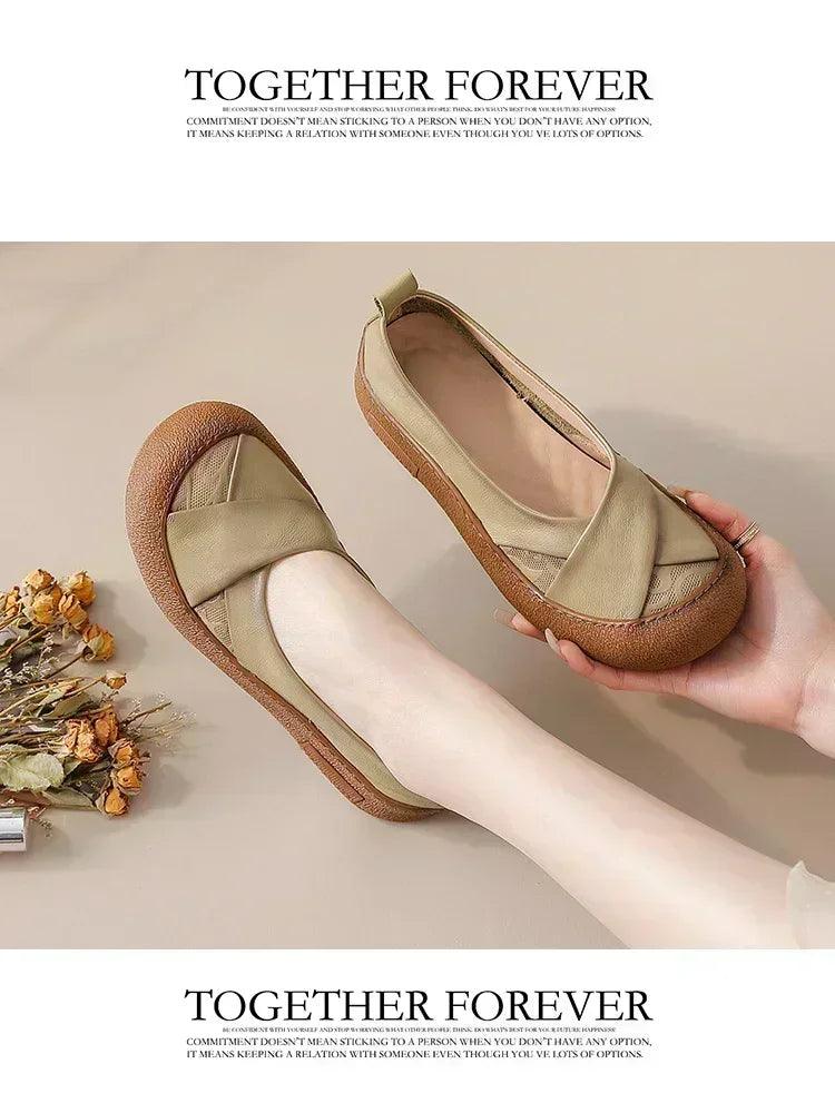 Authentic anti skid slip on leather flat shoes ladies shallow loafers woman comfy soft moccasin