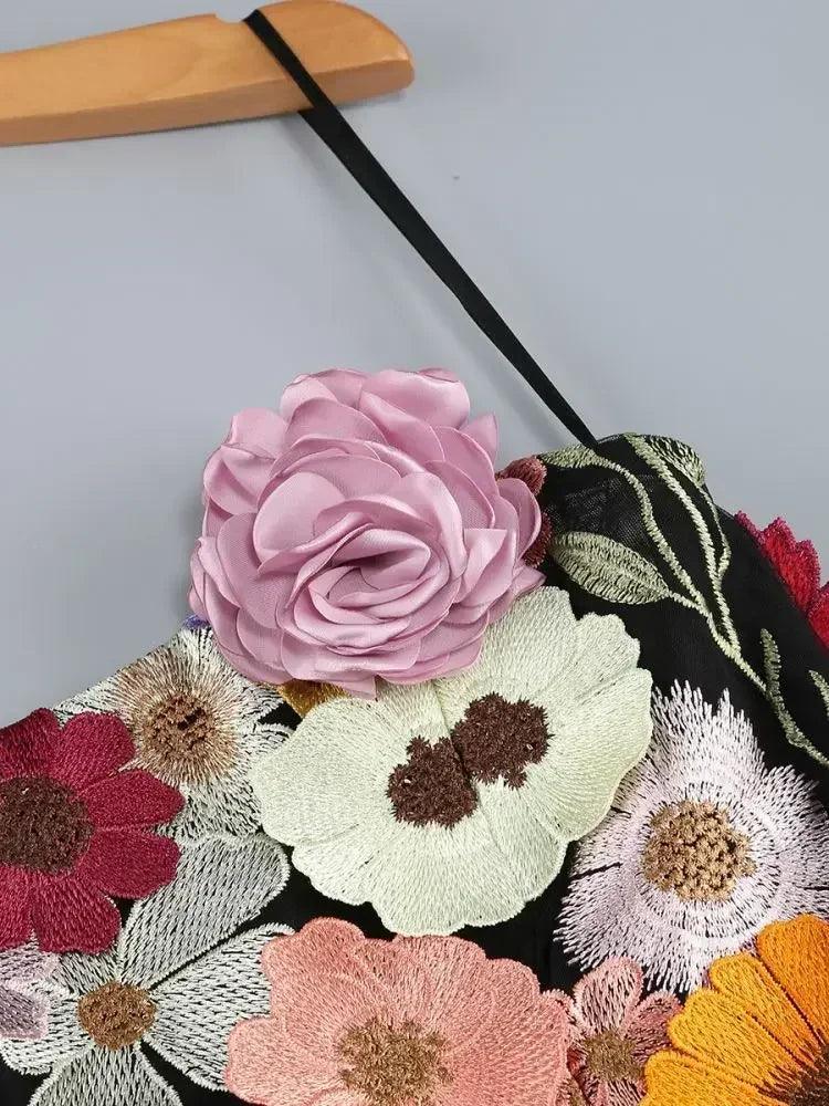 Luxury dresses women 2025 summer prom gown new bodycon mini party dress retro embroidered flower evening gowns brithday