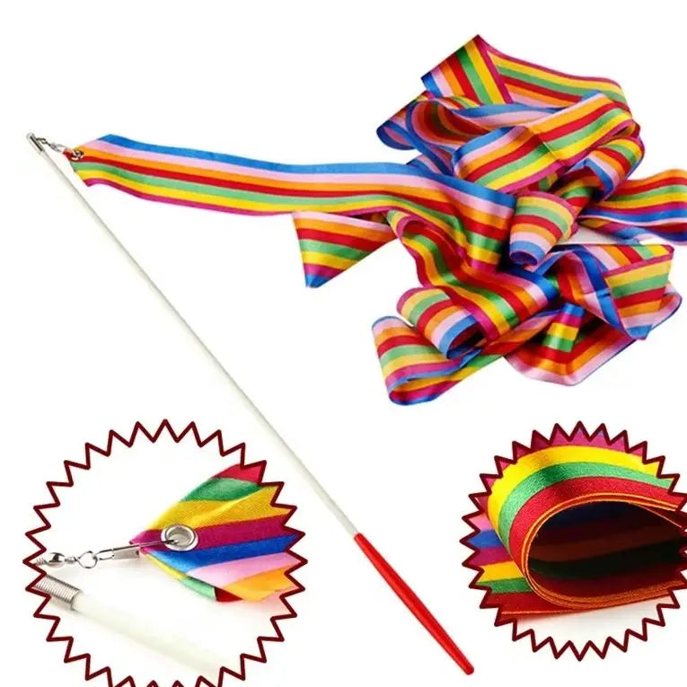 Children's Colorful Artistic Gymnastics with Stick Ribbon Children's Early Education Dancing Ribbon Toy Ideal Gift for Children