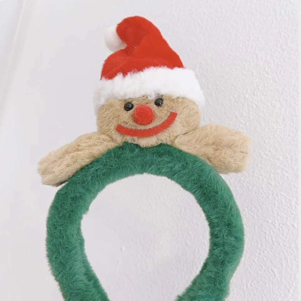Christmas Headband Red Christmas Headdress Headband Female Snowman Gingerbread Man Plush Headband Christmas Ornaments Headwear