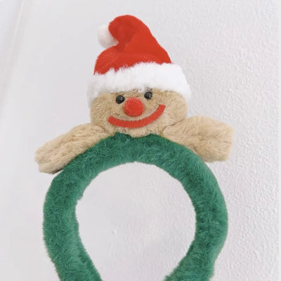Christmas Headband Red Christmas Headdress Headband Female Snowman Gingerbread Man Plush Headband Christmas Ornaments Headwear