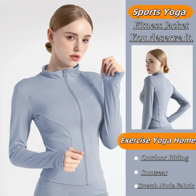 Women's Lightweight Sports Jacket  Long Sleeve Breathable Running Coat  Quick-Dry Fitness Yoga Top for Gym Workout