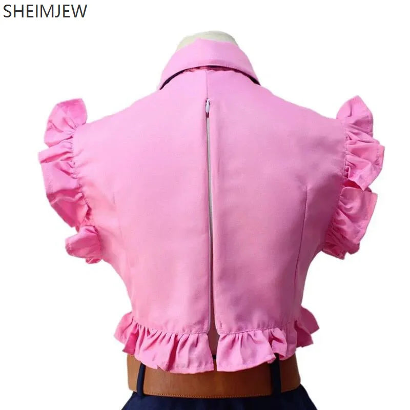 Cosplay Anime Girl Plays Original Sin Cosplay Cute Heroine Pink Shirt Short Skirt Suit Office Daily Short Skirt Comic Exhibition