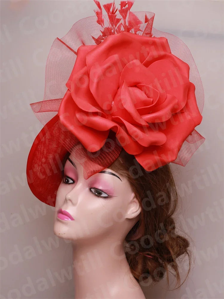 Royal Ascot Big Fascinator Derby Hat Women Kentucky Derby Headpiece Flower Wedding Fascinators Hats Hair Clip Ladies Chapeau