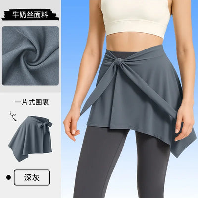 Women's Layered Skirt Wrap Dance Cover Up High Waist Anti-Peek Sports Leisure Cover Butt Skirt Premium Quality