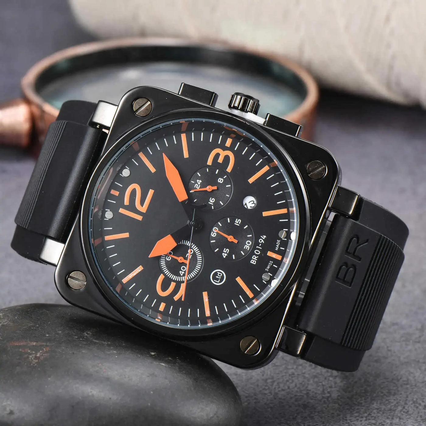 High-End BR Original Brand Watches For Mens High Quality Square Automatic Mechanical Watch Business Sports AAA Male Clock