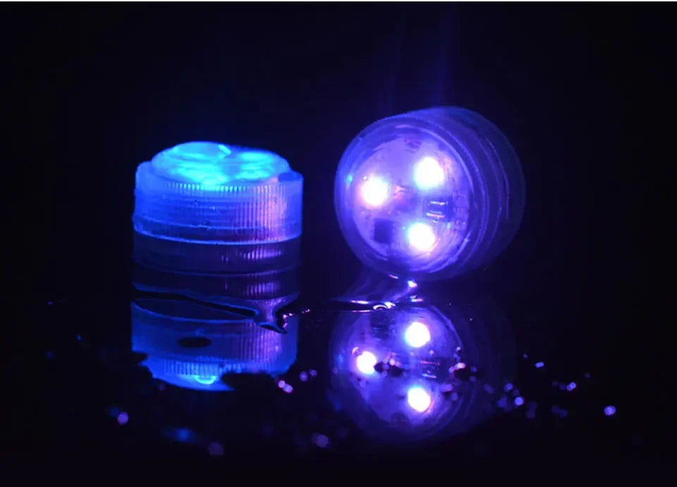 3Leds RGB LED Underwater Light Submersible Night Lamp Battery Powered Garden Swimming Pool Light For Wedding Party Vase Bowl