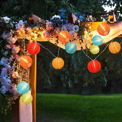 White/Colorful Lantern String Light Led Hanging Lantern Light for Indoor Bedroom Party Outdoor Patio Backyard Solar Garden Lamp