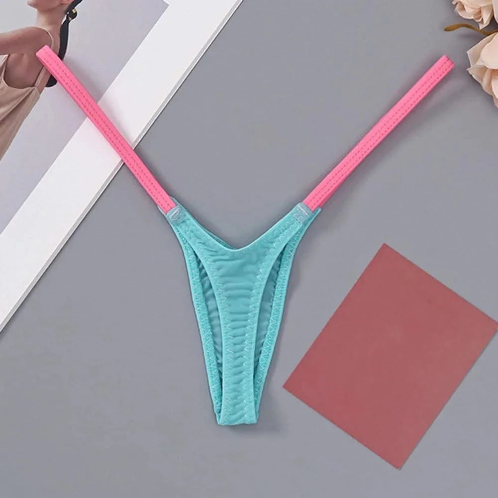 Womens Soft T-Back Sexy Underwear Breathable T-Pants Thin Straps Low Waist Multicolor Stitching Sexy Lingerie Pack Women Thongs