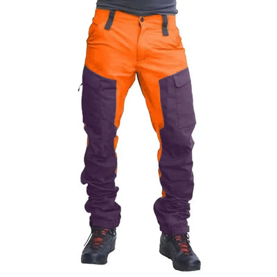 Men Outdoor Cargo Pants Multi Pockets Colorblock Men Button-zipper Fly Trousers Working Pants Reparing Mountaineering Pants