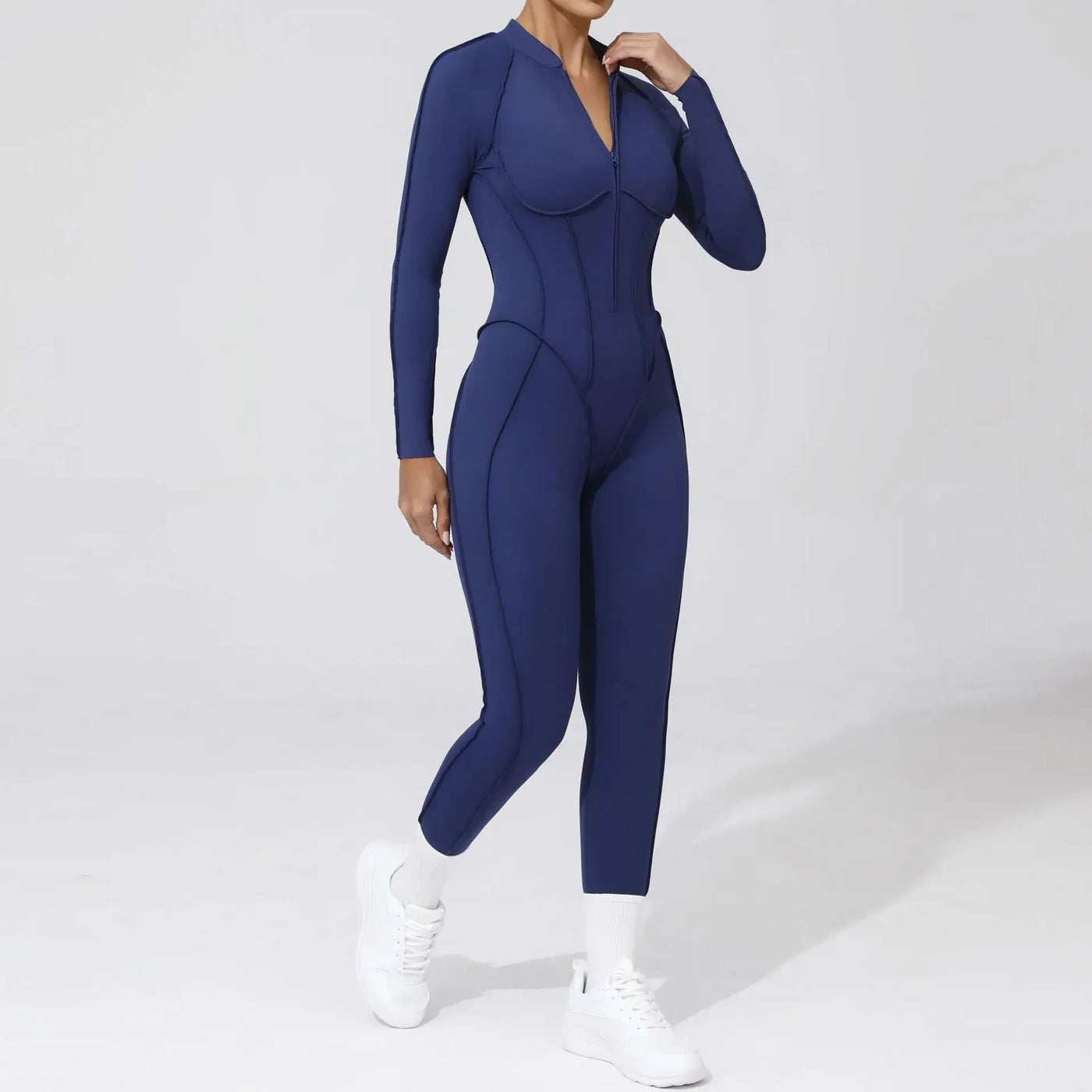 Seamless Yoga Jumpsuits Sports Fitness Peach Hip Half-open Zipper Tight Backless One-piece Workout Gym Tracksuits for Women