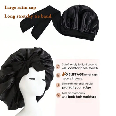 Satin Bonnet Silk Bonnet Adjustable Bonne For Sleeping Hair Caps With Tie Band Bonnets For Women Men Hair Styling Accessories